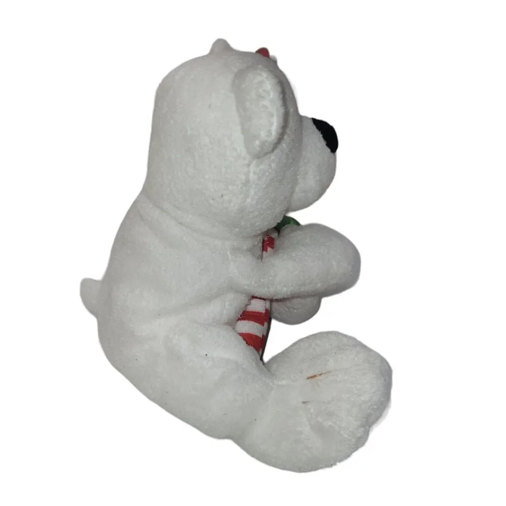 Ty Pluffies Plush Candy Cane Christmas Polar Bear Tylux Stuffed Animal 2005 8